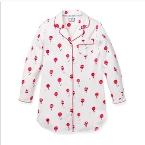 Women's White and Red Balloon Print Pajama Shirt